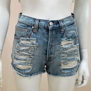 MinkPink distressed high-waisted cut-off shorts